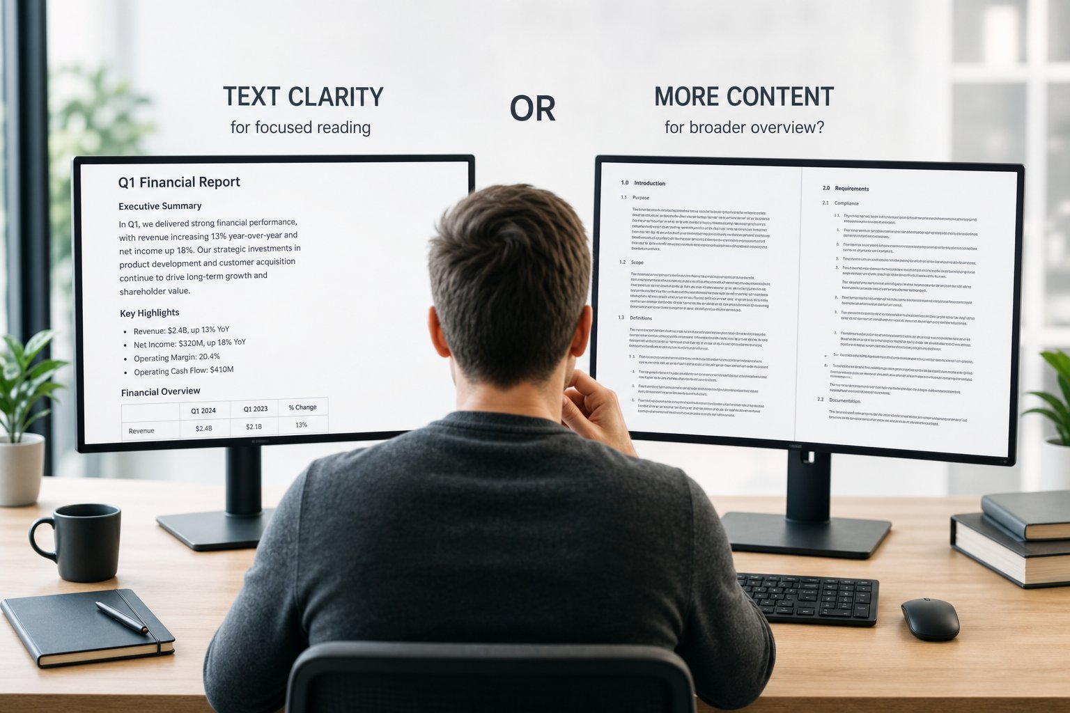 Choosing a Monitor for Work: Readability, Comfort & Space